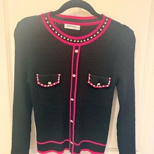 Everly Black and Pink Cardigan Sweater